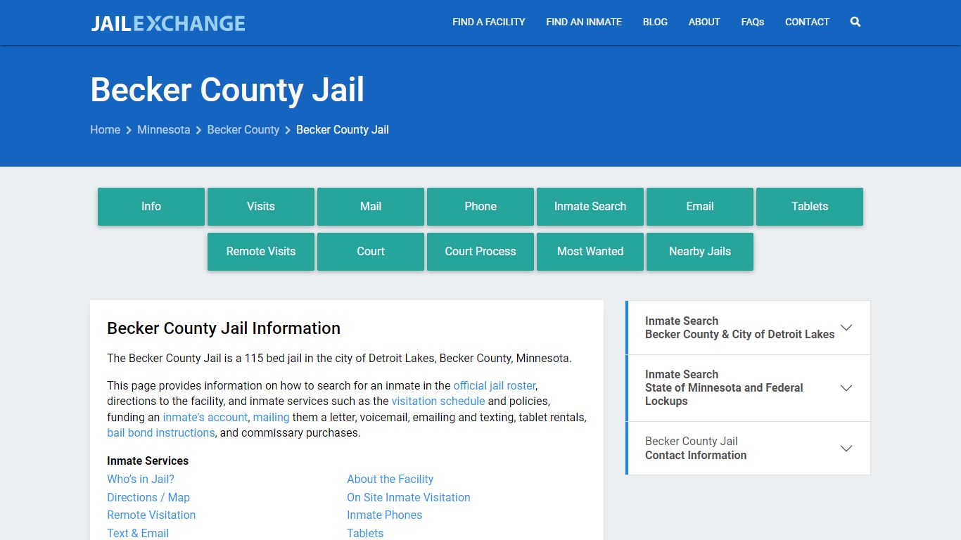 Becker County Jail, MN Inmate Search, Information